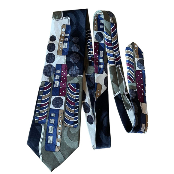 Screenplay by Martin Wong Silk Dress Tie Made in USA Abstract Print 58" 3.75" - Picture 4 of 6
